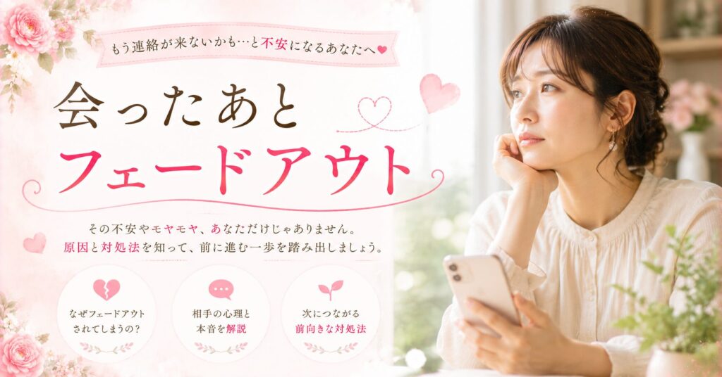 マッチングアプリで会ったあとフェードアウトされたら？原因と立ち直り方