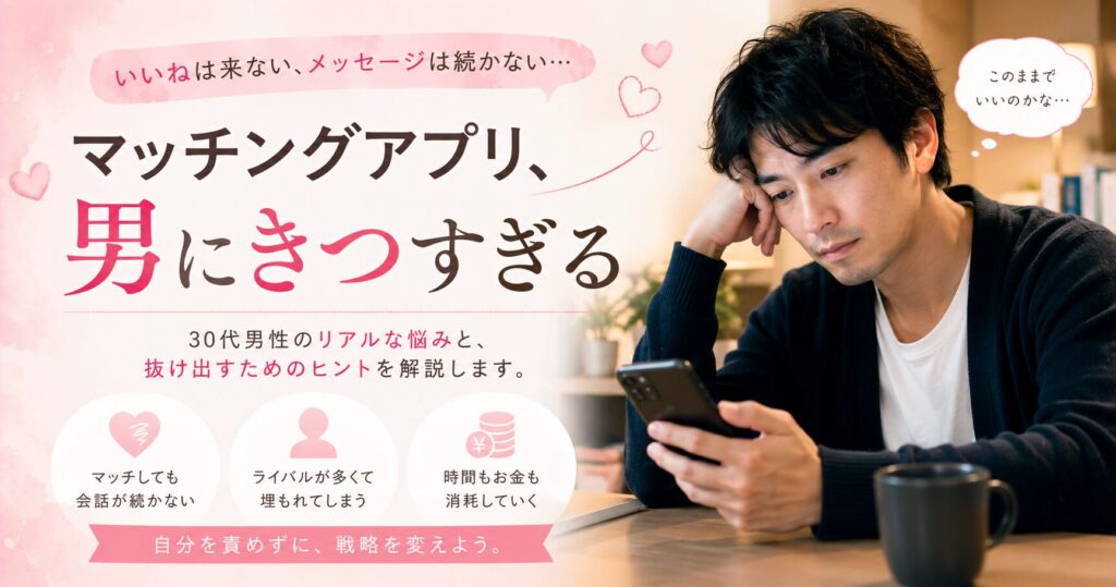 マッチングアプリが男にきつい5つの本当の理由【婚活カウンセラーが正直に話します】