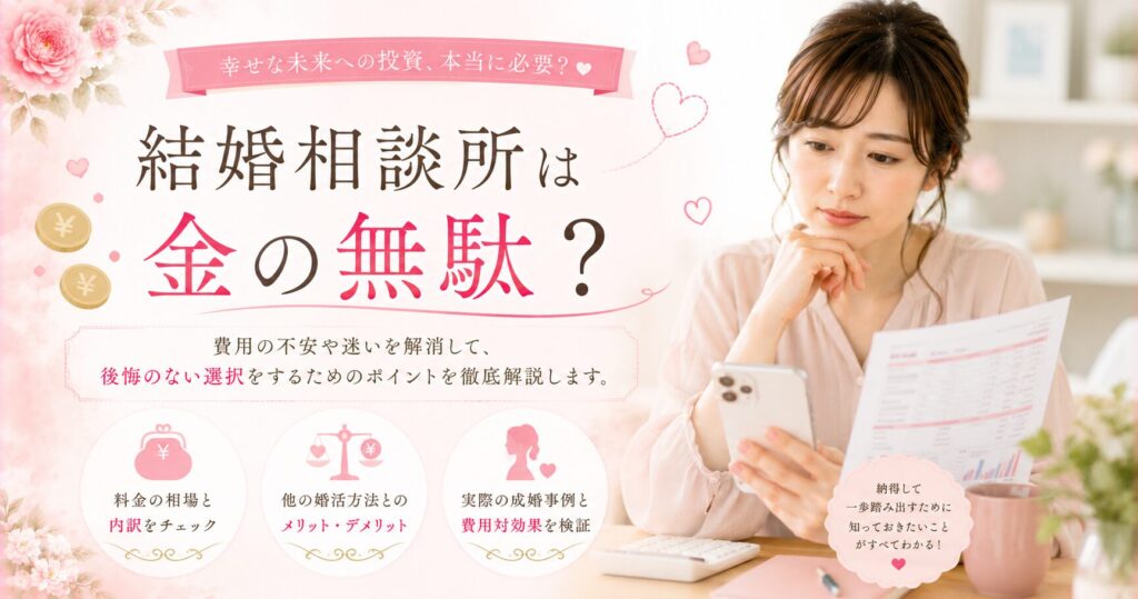 結婚相談所は金の無駄？費用対効果の正直な話と賢い使い方【2026年版】
