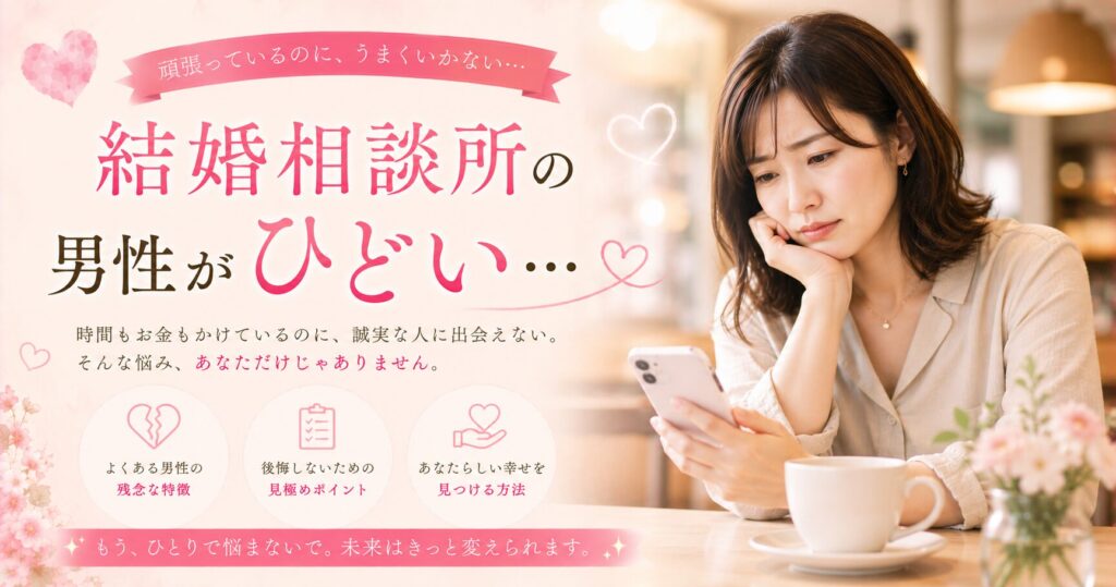 結婚相談所の男性がひどいって本当？がっかりした時の原因と対処法