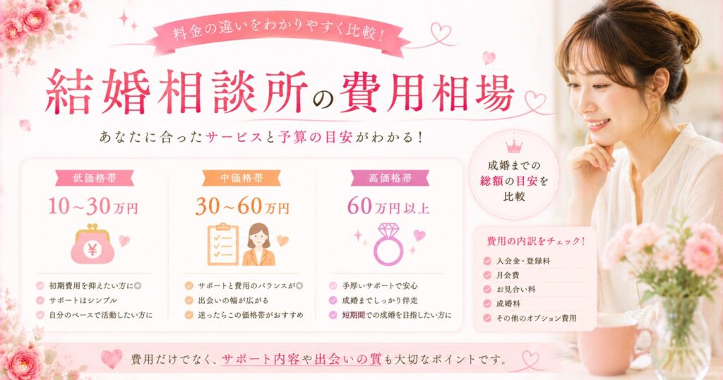 結婚相談所は安い？費用の相場と「コスパで選ぶ」おすすめ5選【2026年版】