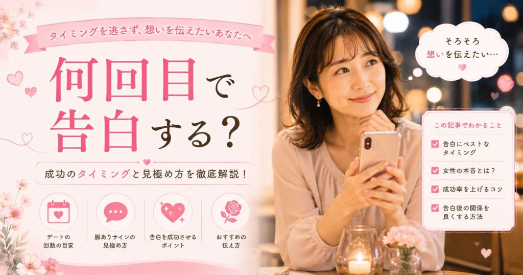マッチングアプリ 何回目で告白が正解？タイミングと成功法【2026年版】