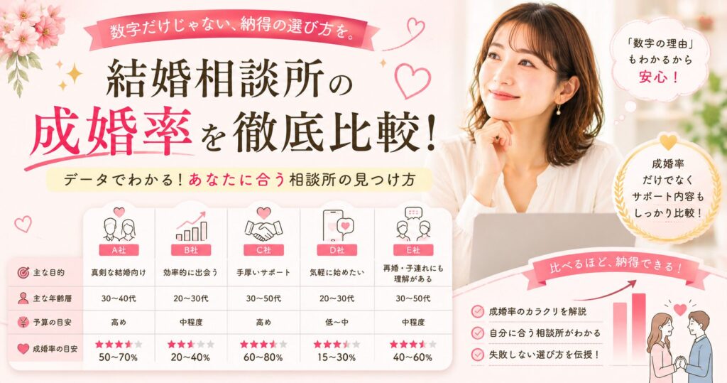 結婚相談所の成婚率は本当に高い？データと選び方のポイント【2026年版】